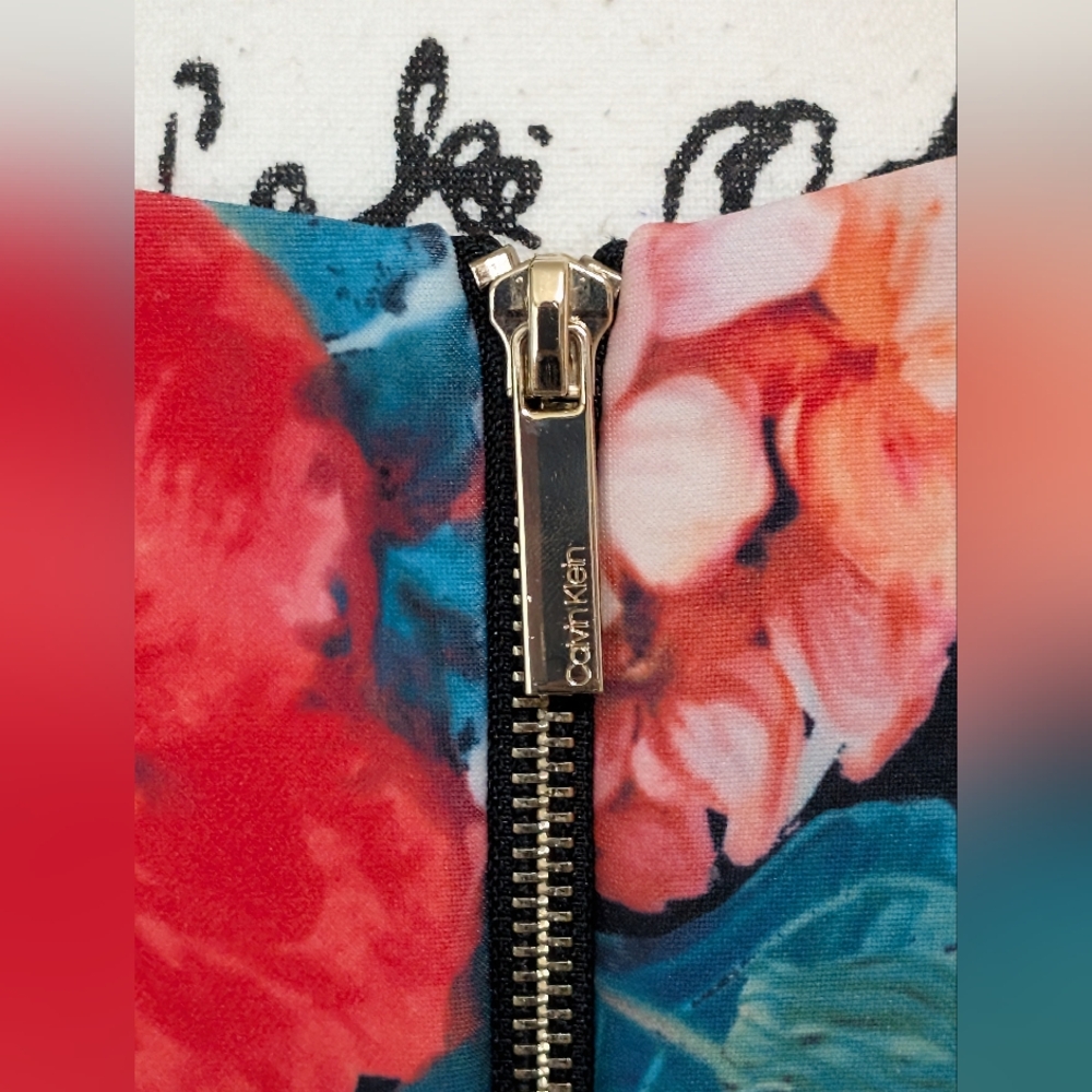 Calvin Klein Floral Sheath Sleeveless Midi Dress•Black,Red,Green,Pink•Size 4♥️🩷 - Picture 7 of 13
